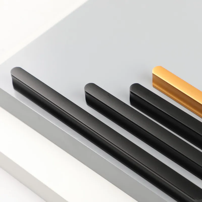 Kitchen Cabinet L Shaped Pull Handle Modern Aluminum Gold Furniture Drawer Handles