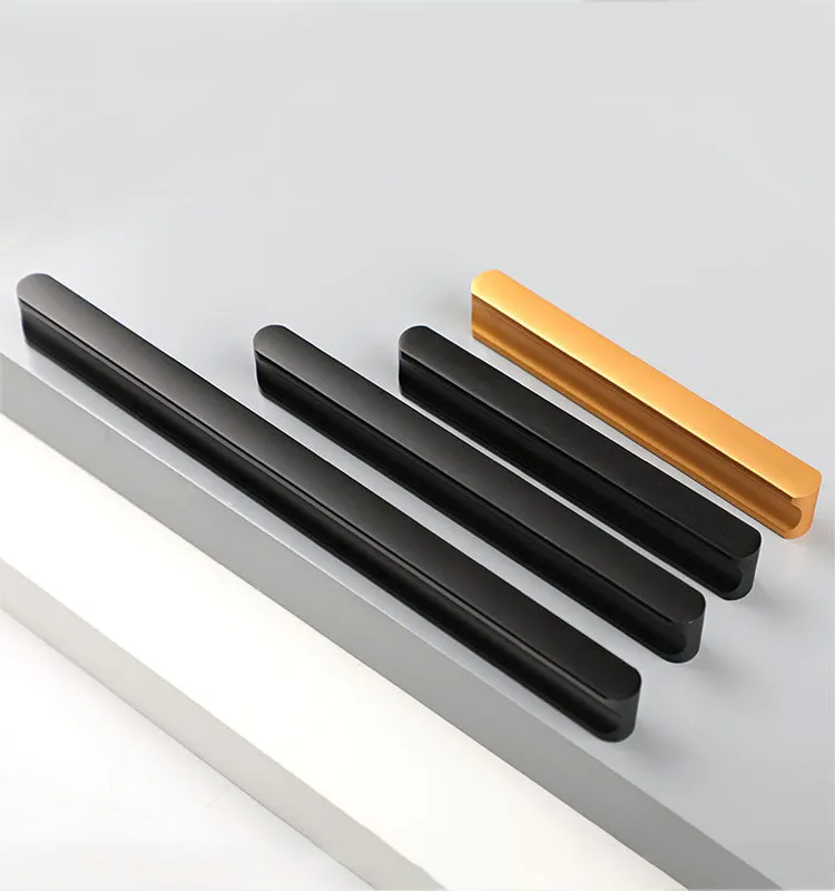 Kitchen Cabinet L Shaped Pull Handle Modern Aluminum Gold Furniture Drawer Handles