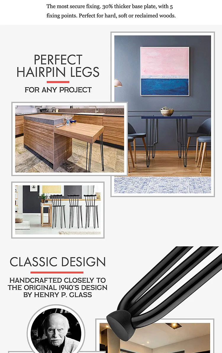 New Design Furniture Wholesale Metal Chrome Hairpin Table Legs