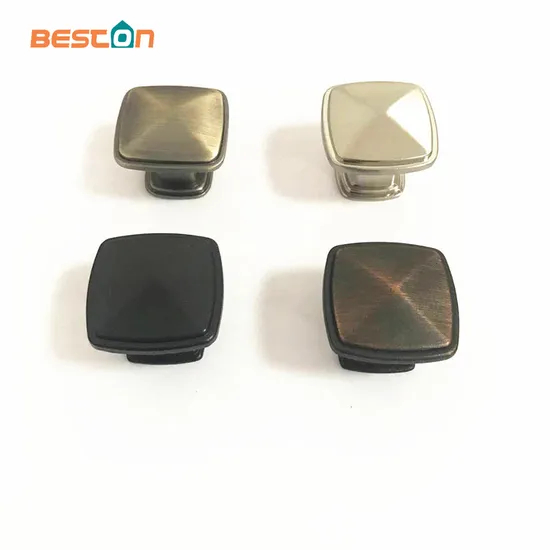 Furniture Hardware Single Hole Square Antique Dresser Handle Kitchen Cabinet Pull Knob