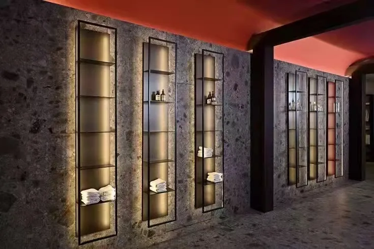 Wall Mount Floating Shelves Living Room 5 Tier Shelf with LED Lights