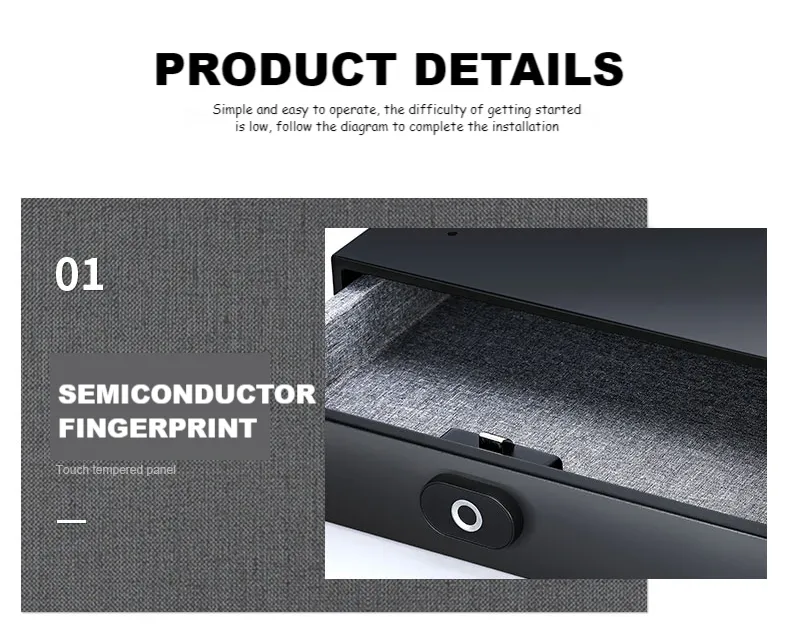 Fingerprint Lock Jewelry Drawer Safe Slide out Hidden Hotel Finance Drawer Safes