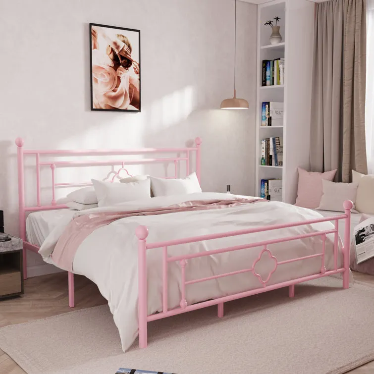 with Headboard Steel Iron Metal Bed Single Queen Size Metal Bed Frame