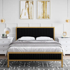 Full Size Metal Bed Base with Velvet Queens Beds Frame