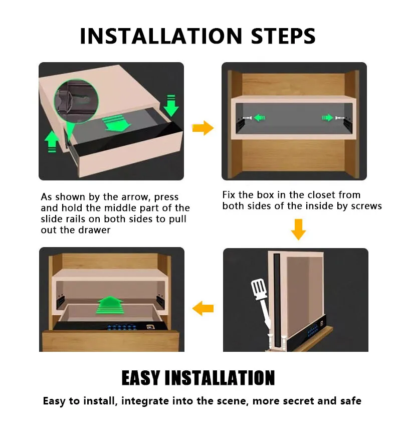 Wardrobe Code Slide out Hidden Finance Drawer Safe