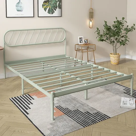 Simplicity Metal Double Bed Frame Pink with Bedroom Furniture