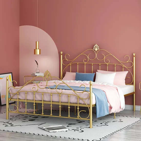 Bedroom Furniture Lit Complet Wrought Iron Bed Metal Platform Bed Frame