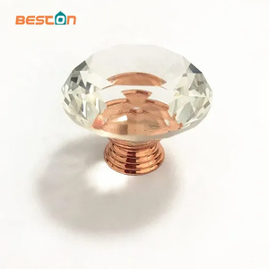 Rose Gold Diamond 40mm Cabinet Drawer Door Crystal Glass Handle Knob Pull