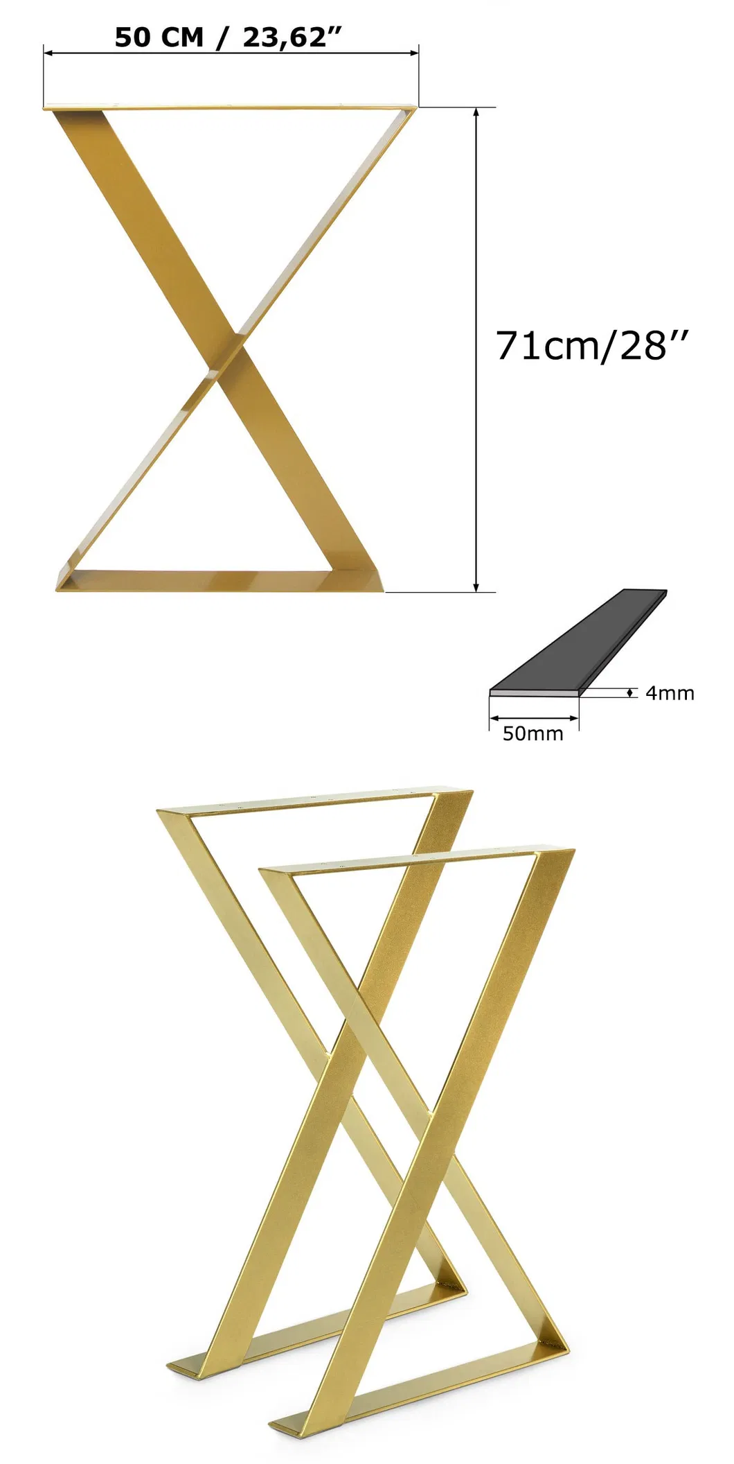 Furniture Feet Frame Brushed Polished X Square Console End Table Legs