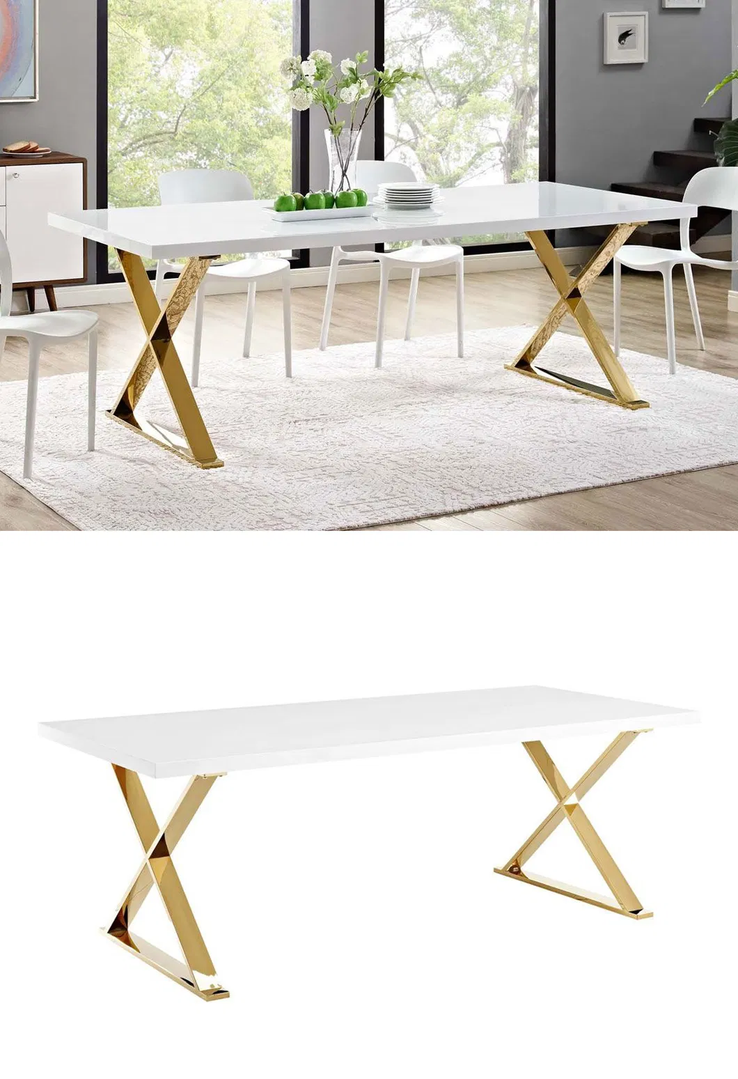 Furniture Frame Square Office Desk Coffee Dining Gold Stainless Steel Table Legs