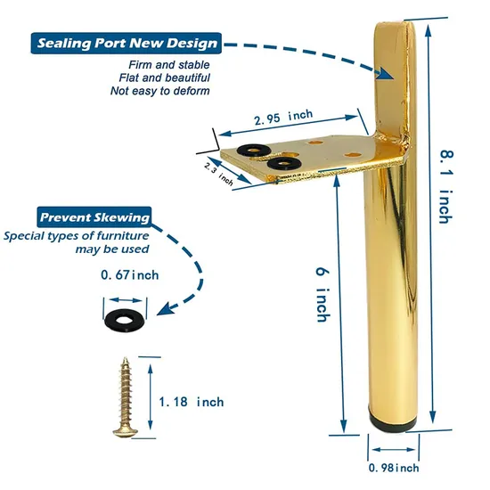 High Quality Metal Industrial Side Black Golden Table Legs