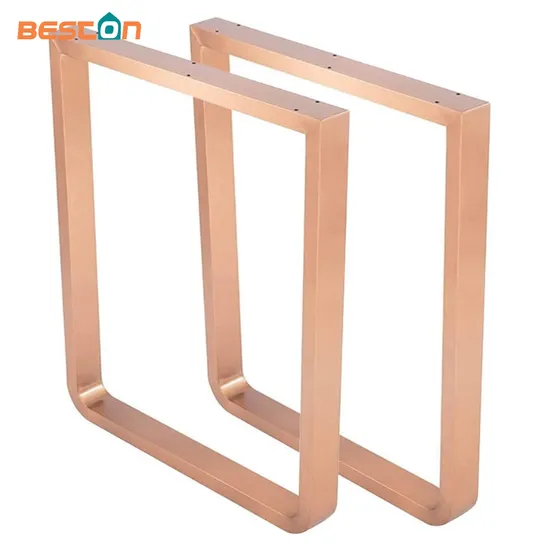 Heavy Duty Solid Steel Metal Rose Gold U Shaped Dining Table Leg