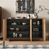 Industrial Rustic Vintage Sideboard - Reclaimed Solid Wood with Metal Accents & Storage Shelves