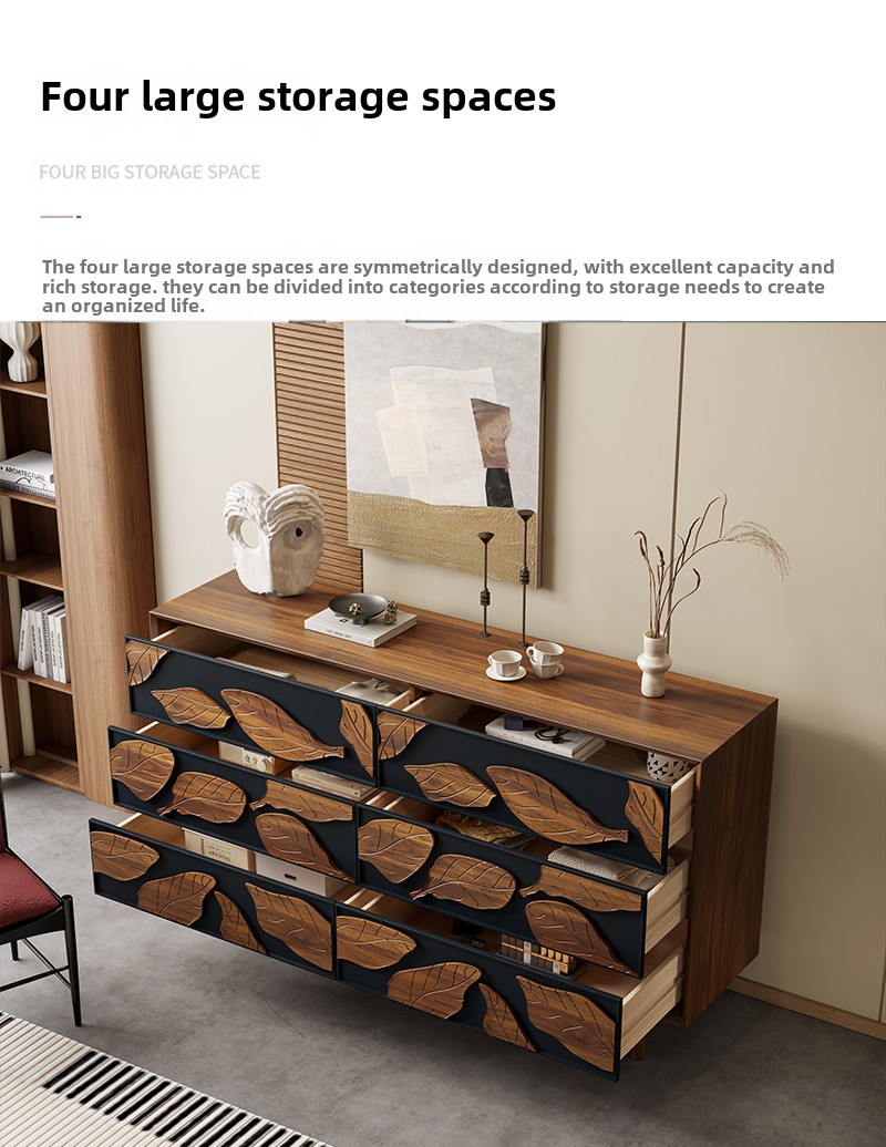 AIYI Chest of Drawers Entrancy Simple Villa Living Room Antique Side Storage Cabinet Bedroom Locker Solid Wood Curio Cabinet@详情3