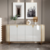 Modern Light Luxury High-Gloss Stainless Steel Shoe Cabinet - Gold Accents, Spacious Entryway Storage