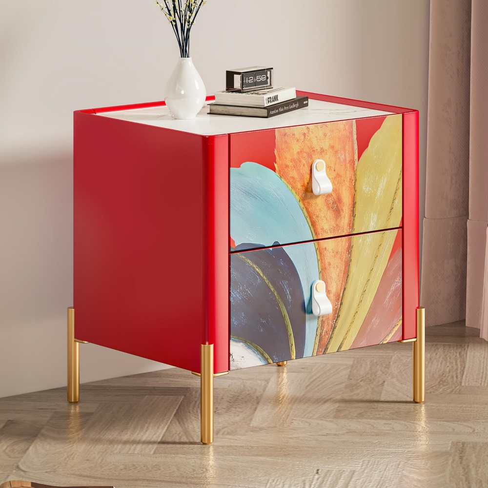 Solid Wood Vintage American Distressed Painted 5-Drawer Chest of Drawers for Bedroom