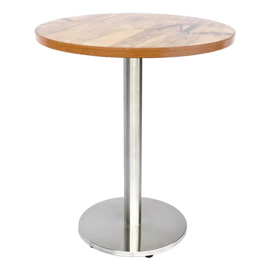 Europe Hot Selling Style Industrial Cafe Tables with Stainless Steel Base