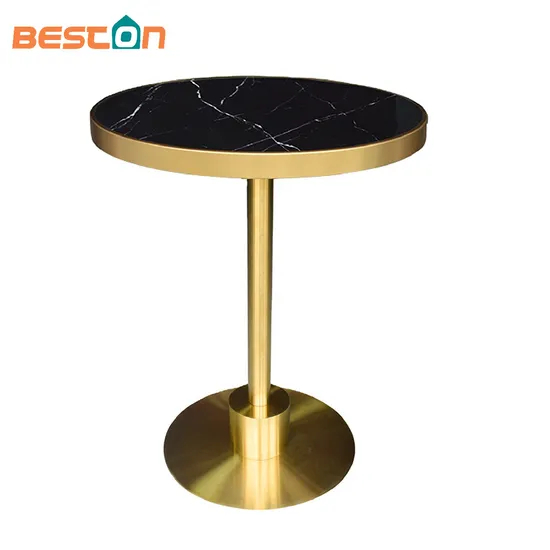 Artificial Marble Dining Table with Brass Stainless Steel Table Base