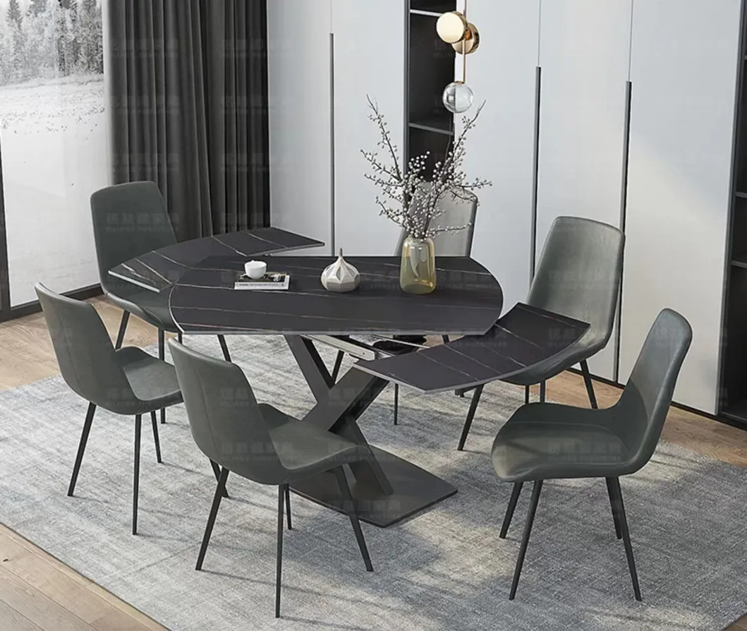 Luxury Design Modern Round Marble Top Multi-Functional 8 Seater Dining Table Set