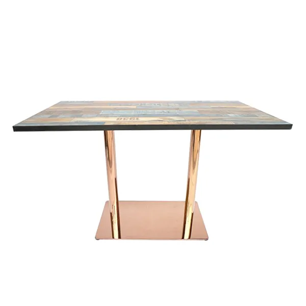 Commercial Rose Gold Stainless Steel Base Dining Table for Restaurant