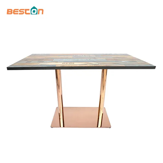 Commercial Rose Gold Stainless Steel Base Dining Table for Restaurant