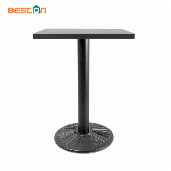 Black Color Powder Coated Cast Iron Restaurant Table with Large Flat Base