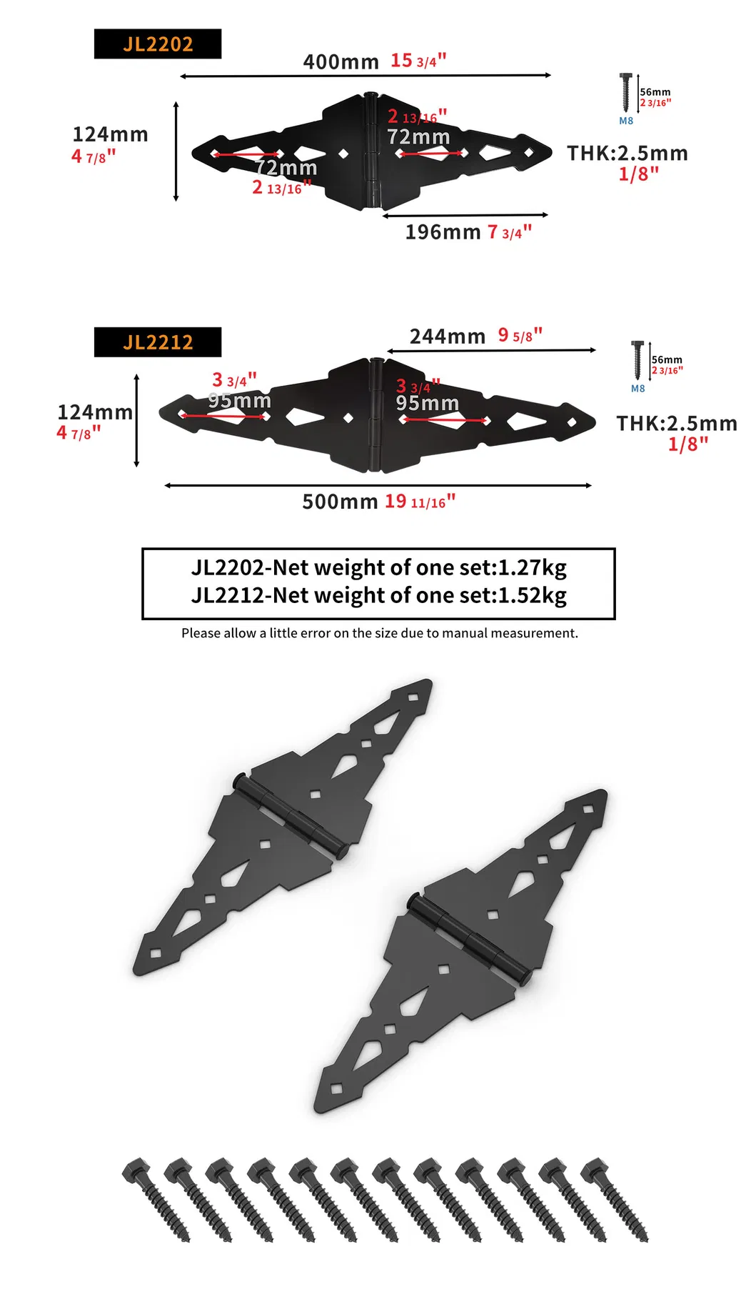 One Pair Wood Fence Hardware Gate Hinge