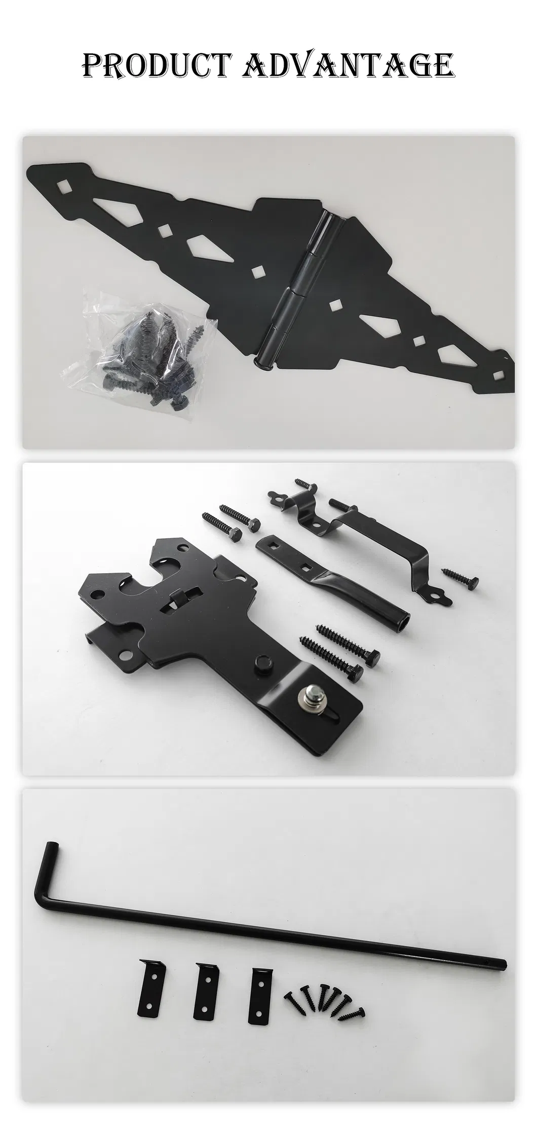 Gate Hinge Gate Latch Door Drop Rod Metal Black Wood Fence Hardware