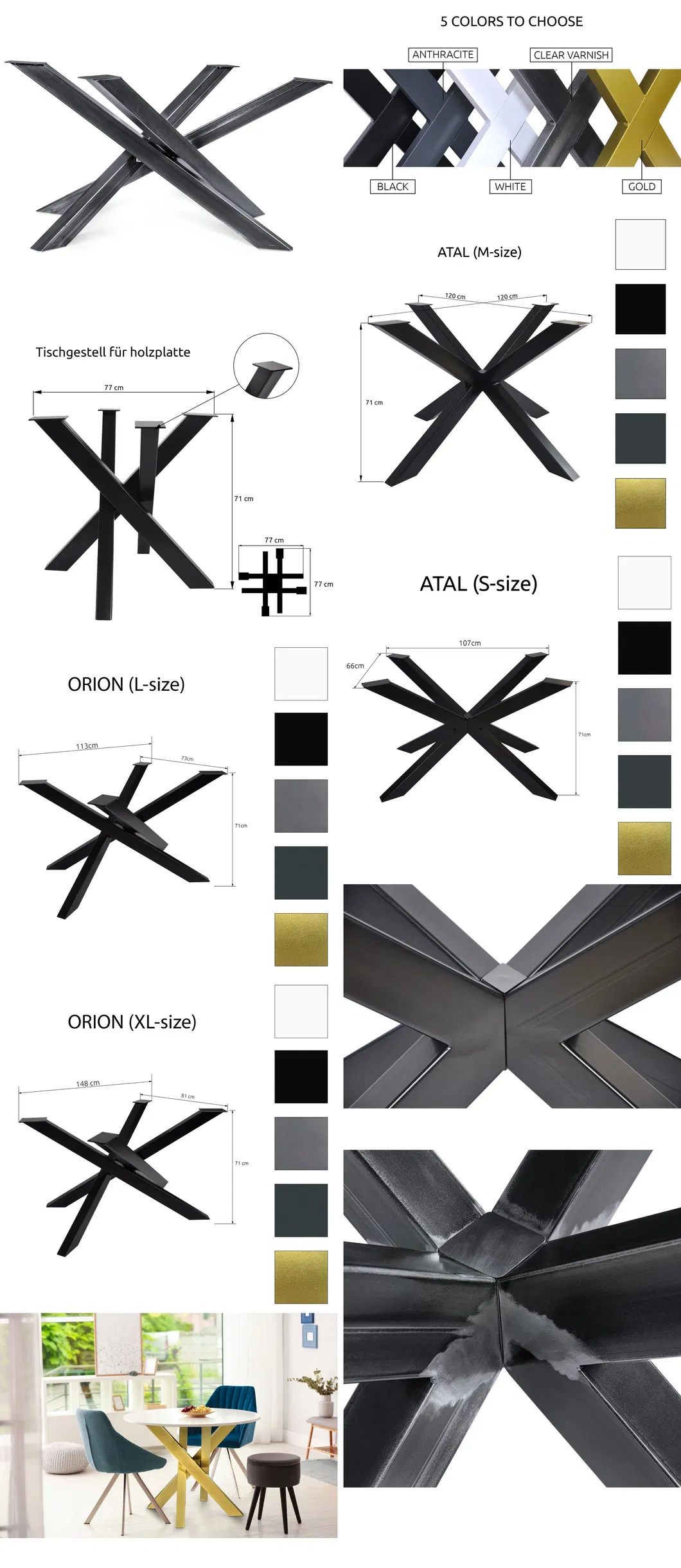 Luxury Modern Round Industrial Furniture Restaurant Metal Table Base