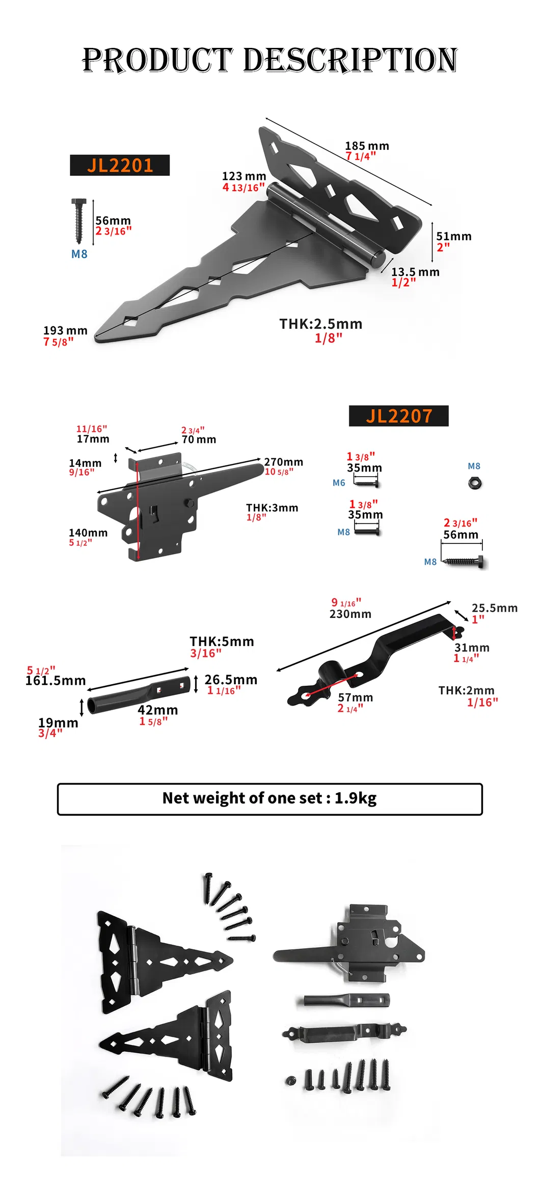 Fence Hardware Kit Gate Hardware Sets for Gates