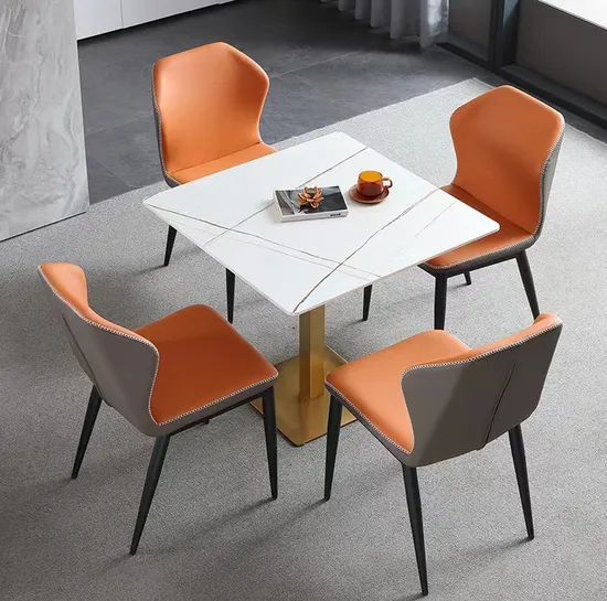 Modern Commercial Furniture Restaurant Table with Simple Black Square Table Base