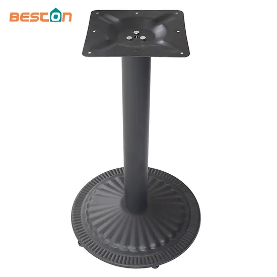 Black Round Shape Iron Metal Table Base with Leveling Legs for Cafe