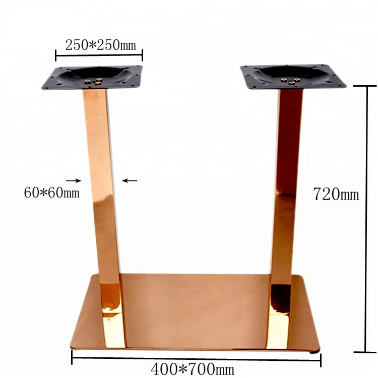 Built Metal Rose Gold Furniture Legs Table Base with Rectangle Base