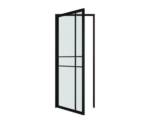 New Design Swing Glass Door with Steel Frame and Hinges