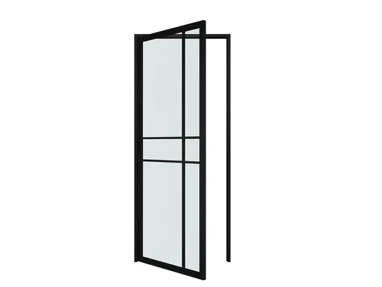 New Design Swing Glass Door with Steel Frame and Hinges