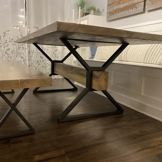 MID Century Modern X-Frame Metal Solid Frame Black Durable Table Legs