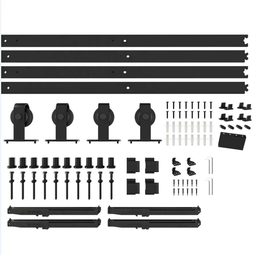 Double Glass Barn Door with 12FT Top Mounted Hardware Kit Soft Close