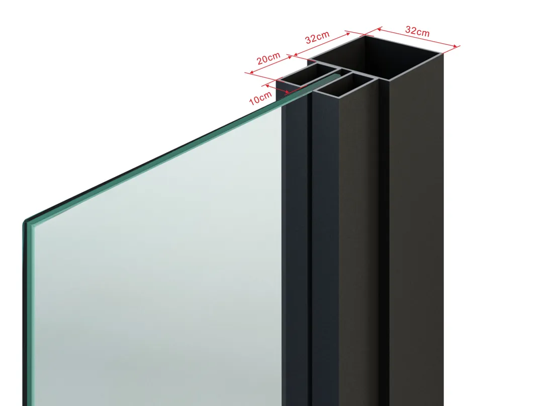 Double Door 3 Lites&Base Black Steel Frame Glass Sliding Barn Door