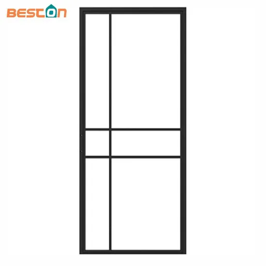 Modern Black Steel Frame Glass Barn Door Leaf