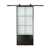 Modern Black Steel Frame Glass Barn Door, Interior Sliding Door