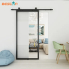 One Piece Metal Black Steel Frame Door with Clear Glass Insert