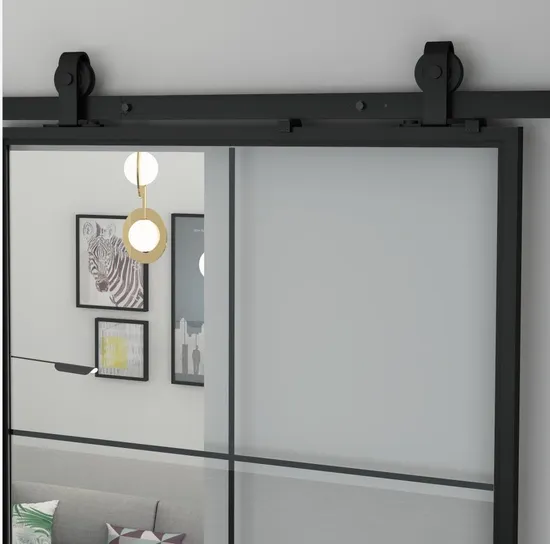 Barn Door Hardware Track Set French Glass Doors with Softclose Mechanism