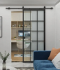 French Style 15 Lites Steel Frame Glass Barn Door with Hardware
