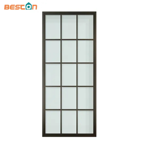 fashion Morden French Style 15 Lites Steel Frame Glass Barn Door