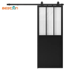 Framed Glass Sliding Barn Door Slab Tempered Assembled Prehung Glass Door Panel