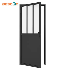 French Style Black Powder Coated Swing Glass Door with Kickplate