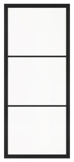 3 Lites Black Steel Frame Glass Barn Door Leaf