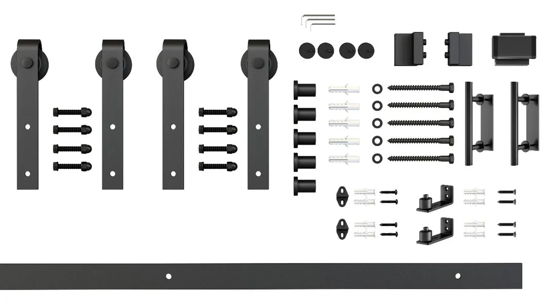 3 Lites Double Knocked Down White Barn Doors with Barn Door Hardwares