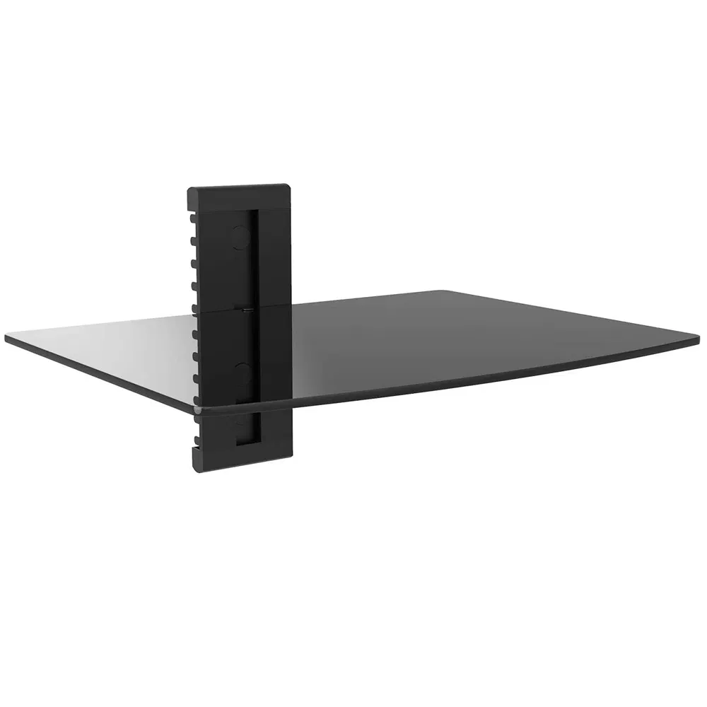 Glass TV Stand Wall Mounted Computer Screen Caddy Top Adjustable TV Shelf