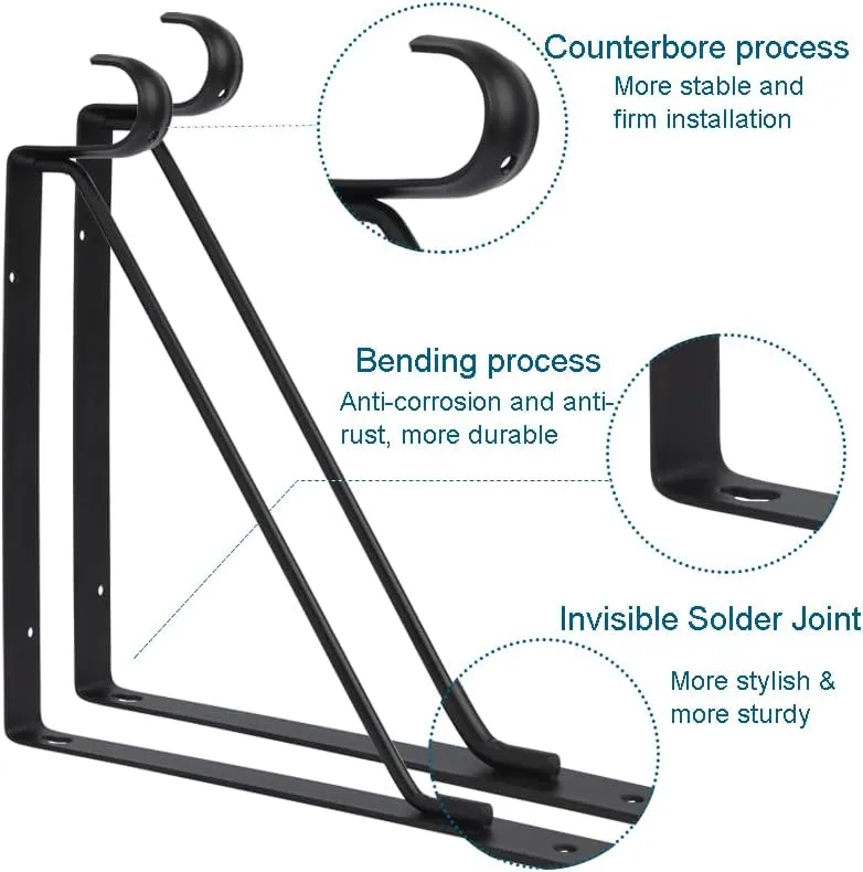 Closet Shelf Bracket &amp; Rod Brackets Black Closet Pole Shelves Brackets